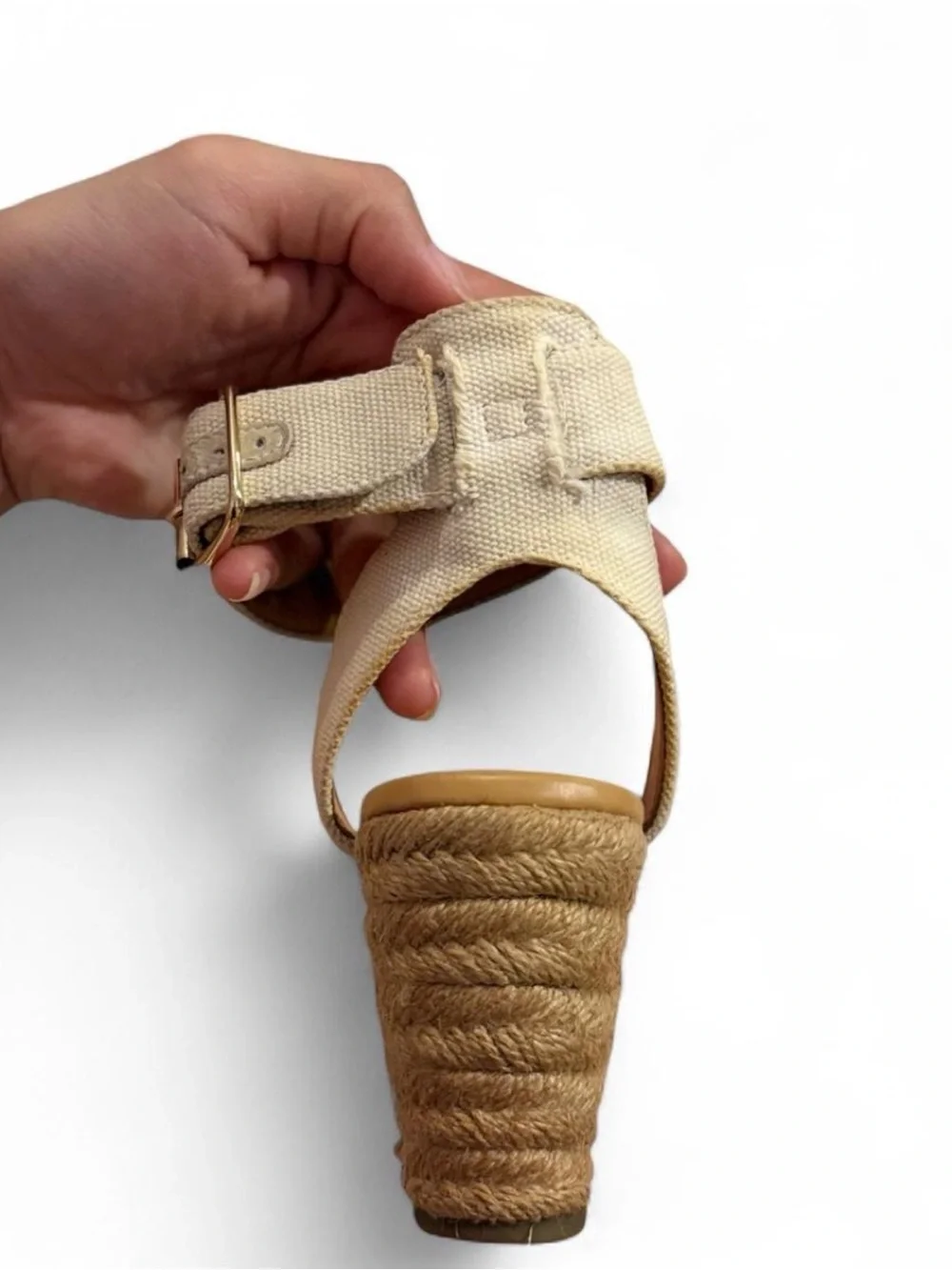 J. Crew Cream Canvas Espadrille Wedge Sandals